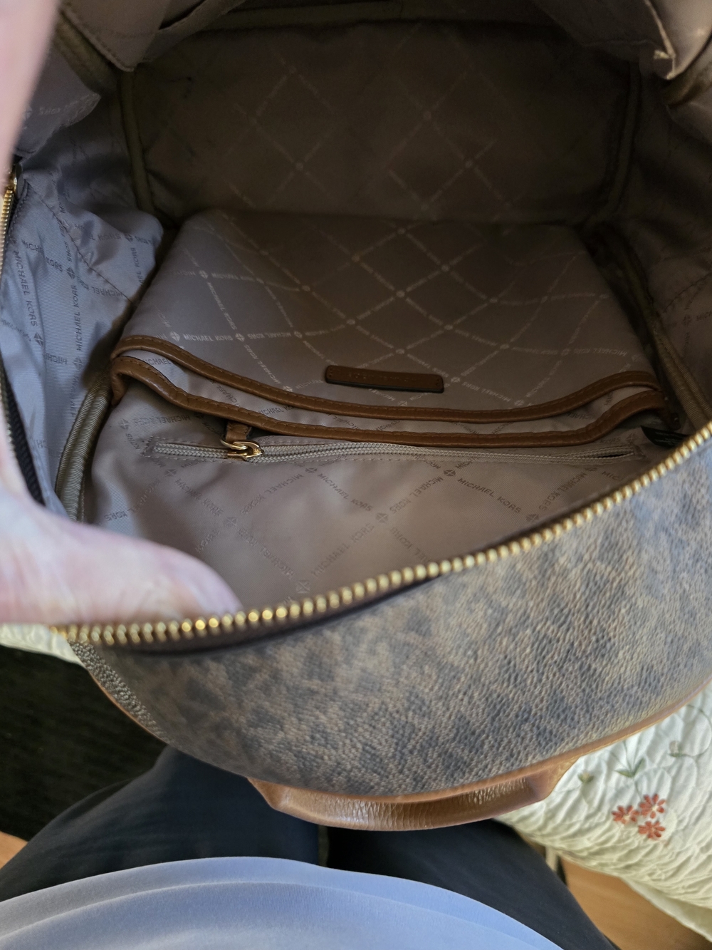 Michael Kors Brown Logo Dome Backpack with Gold Hardware - Picture 4 of 10